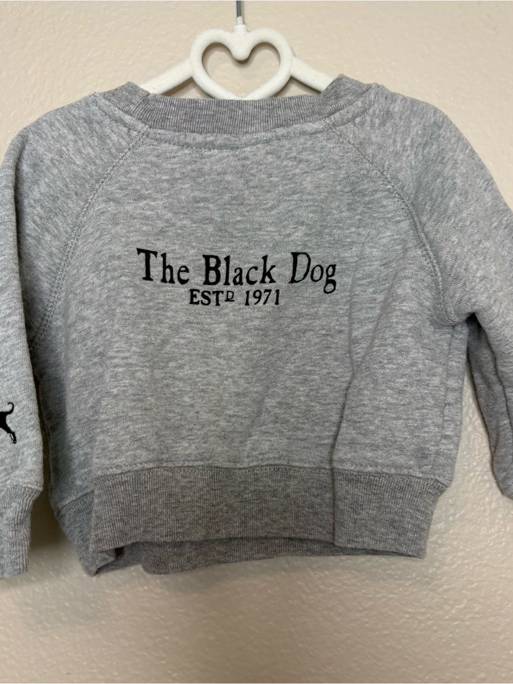 The black dog vintage infant kid children sweatshirt grey cotton 0-6 months - Picture 4 of 7